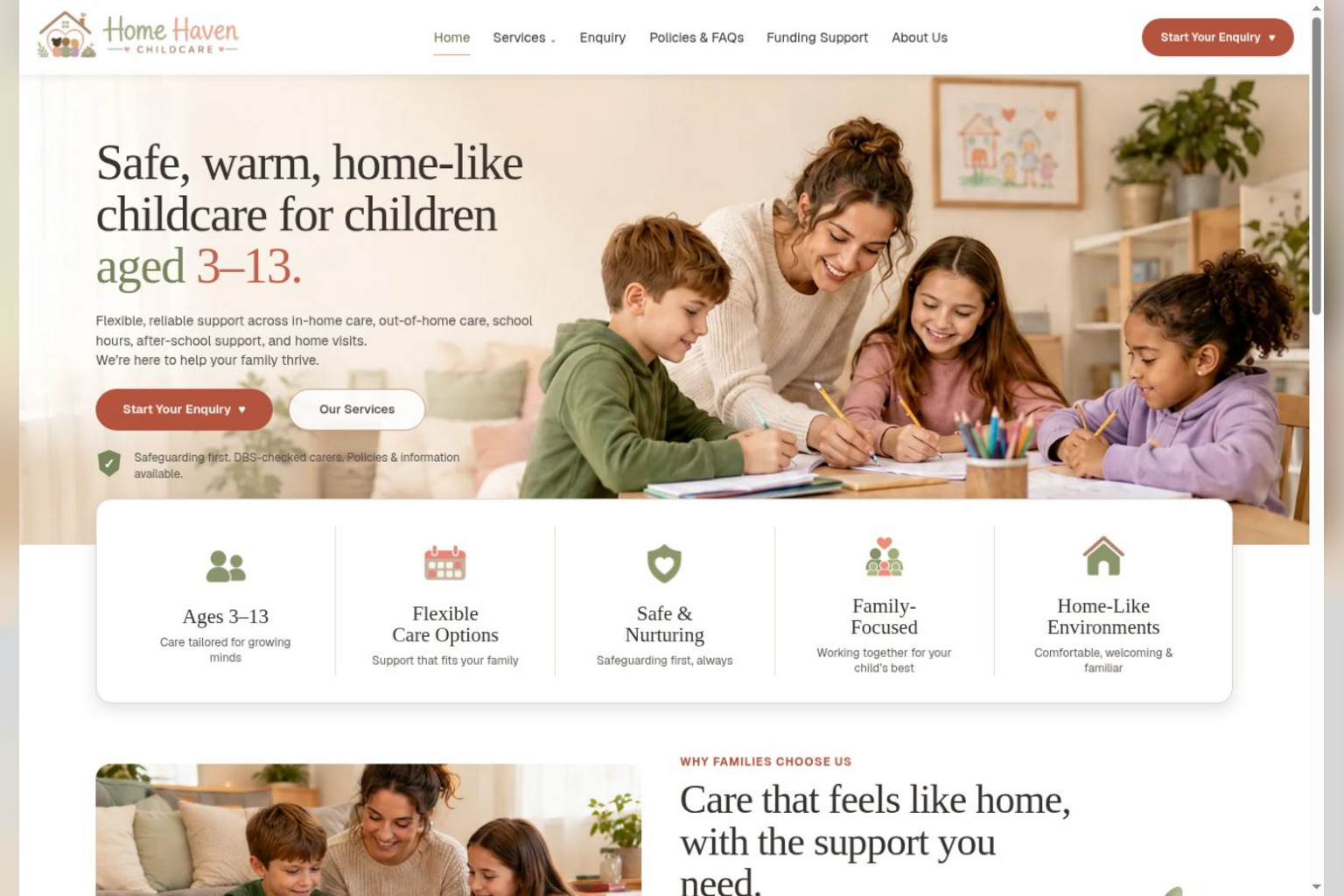 Home Haven Childcare website project preview